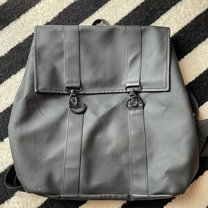 Rains Black Backpack with Buckle Straps
